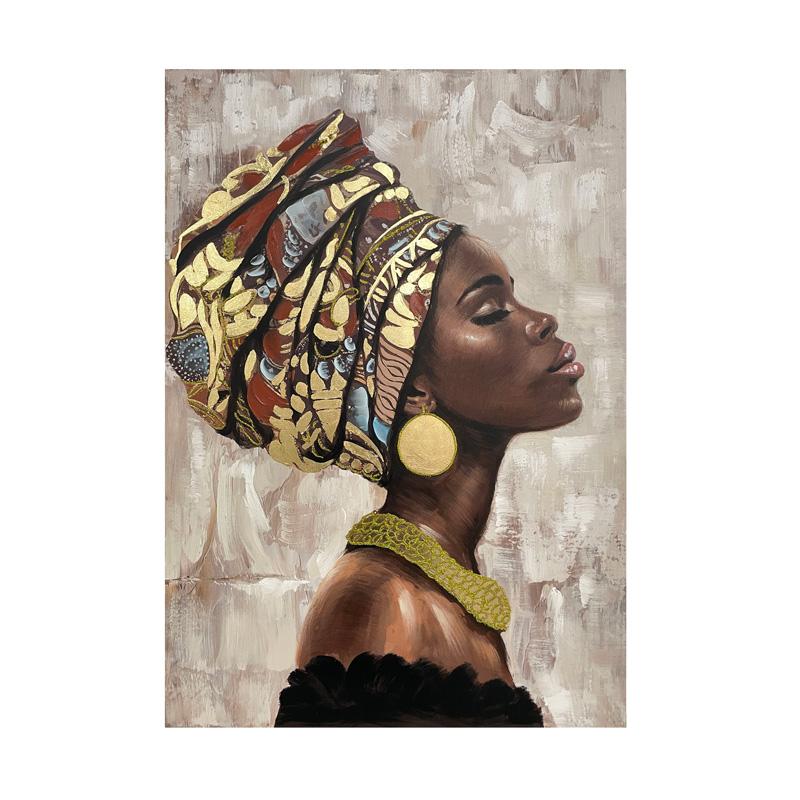 ΠΙΝΑΚΑΣ ΣΕ ΚΑΜΒΑ Fylliana "African lady 36212" ΜΠΕΖ-ΚΑΦΕ 70x4x100εκ