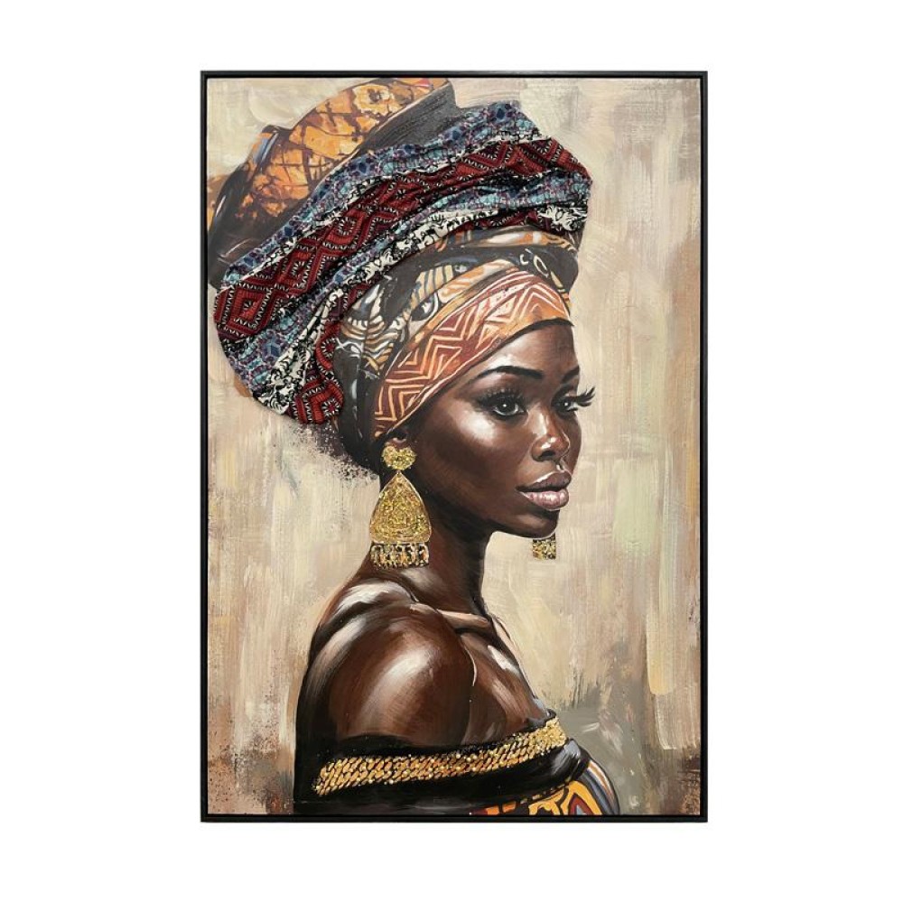ΠΙΝΑΚΑΣ ΣΕ ΚΑΜΒΑ Fylliana "African lady 36214" ΜΠΕΖ-ΚΑΦΕ 80x4x120εκ