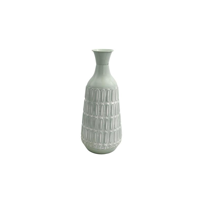 ΜΕΤΑΛΛΙΚΟ ΒΑΖΟ ΔΑΠΕΔΟΥ Fylliana FL361 MINT-ΛΕΥΚΟ ΧΡΩΜΑ 21x46εκ