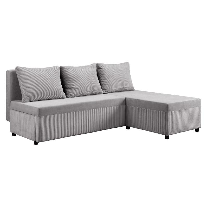 ΓΩΝΙΑΚΟΣ ΚΑΝΑΠΕΣ LUELLA ΓΚΡΙ ΧΡΩΜΑ 202x152x80εκ