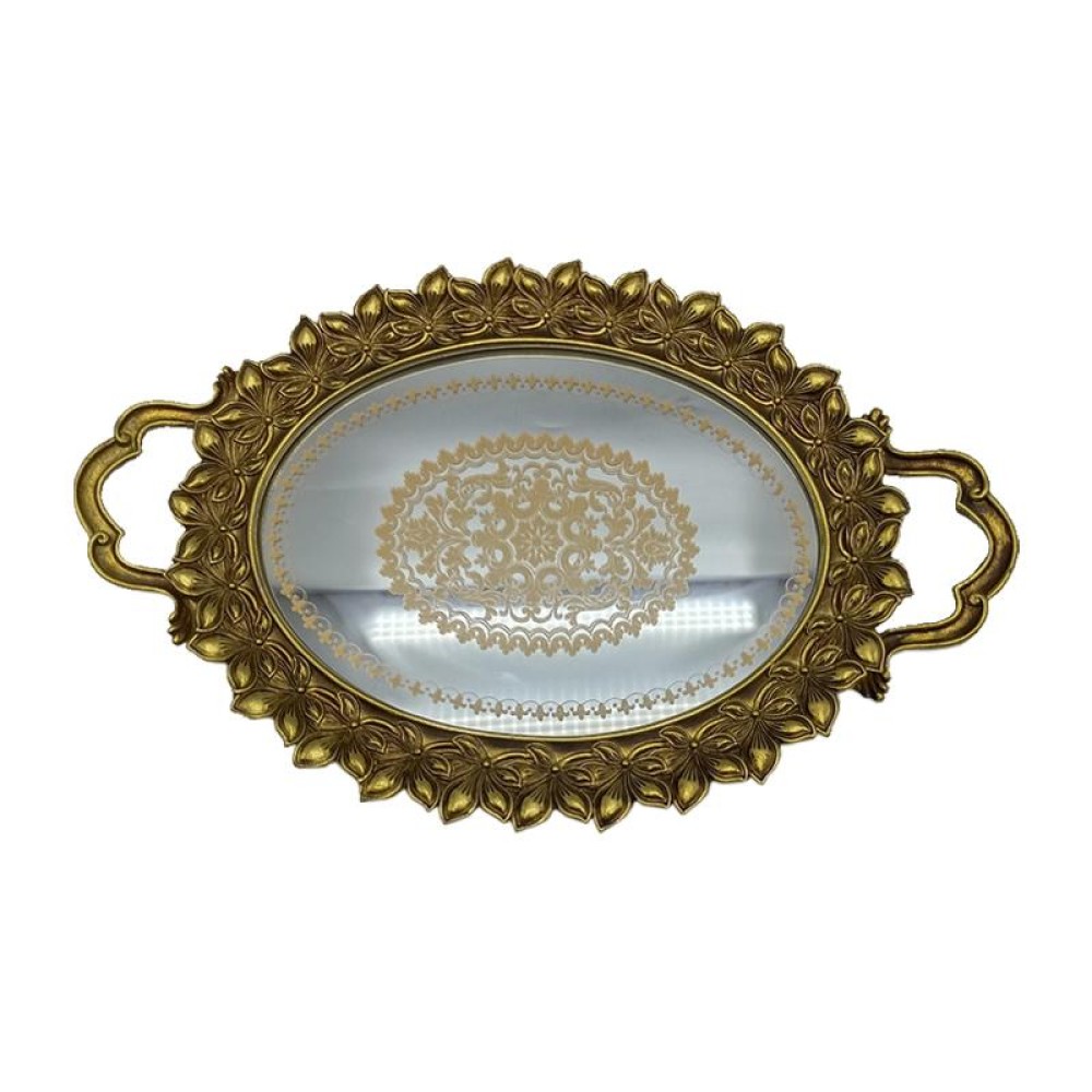 ΔΙΣΚΟΣ ΜΕ ΚΑΘΡΕΦΤΗ Fylliana Flower ΧΡΥΣΟ ΧΡΩΜΑ 40x25x4εκ sls