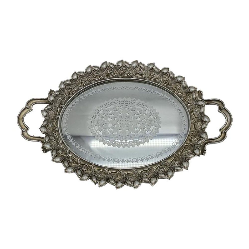 ΔΙΣΚΟΣ ΜΕ ΚΑΘΡΕΦΤΗ Fylliana Flower ΑΣΗΜΙ ΧΡΩΜΑ 40x25x4εκ sls