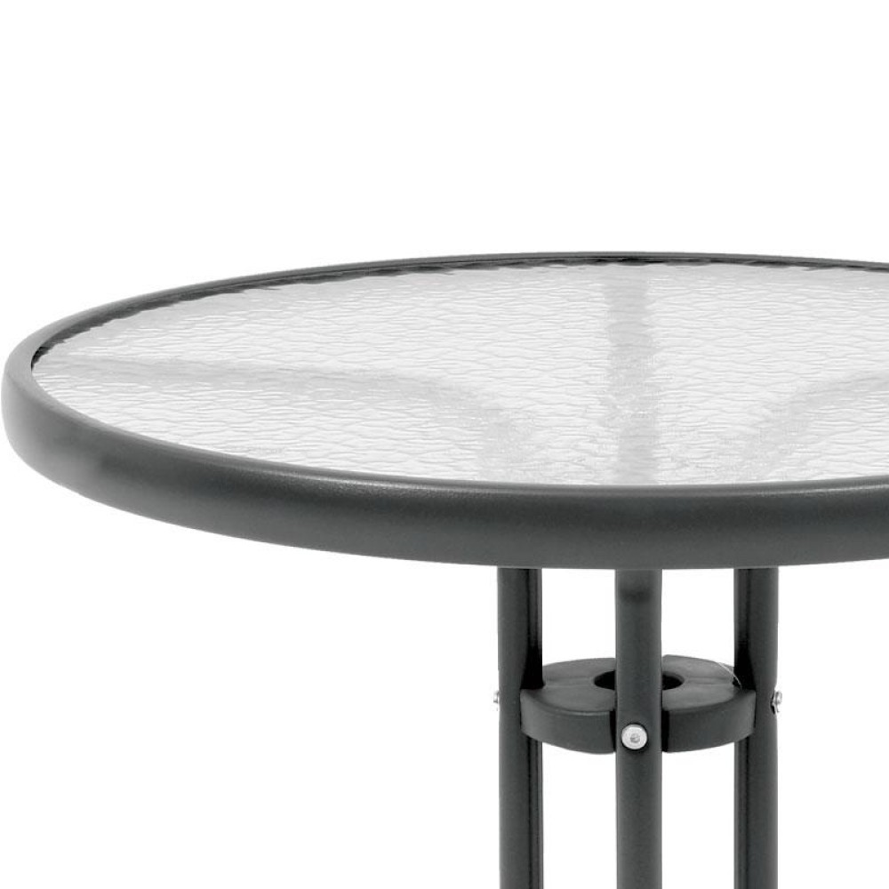 ΣΤΡΟΓΓΥΛΟ ΤΡΑΠΕΖΙ ΚΗΠΟΥ Fylliana 001 ΓΚΡΙ ΧΡΩΜΑ 60x70εκ grd