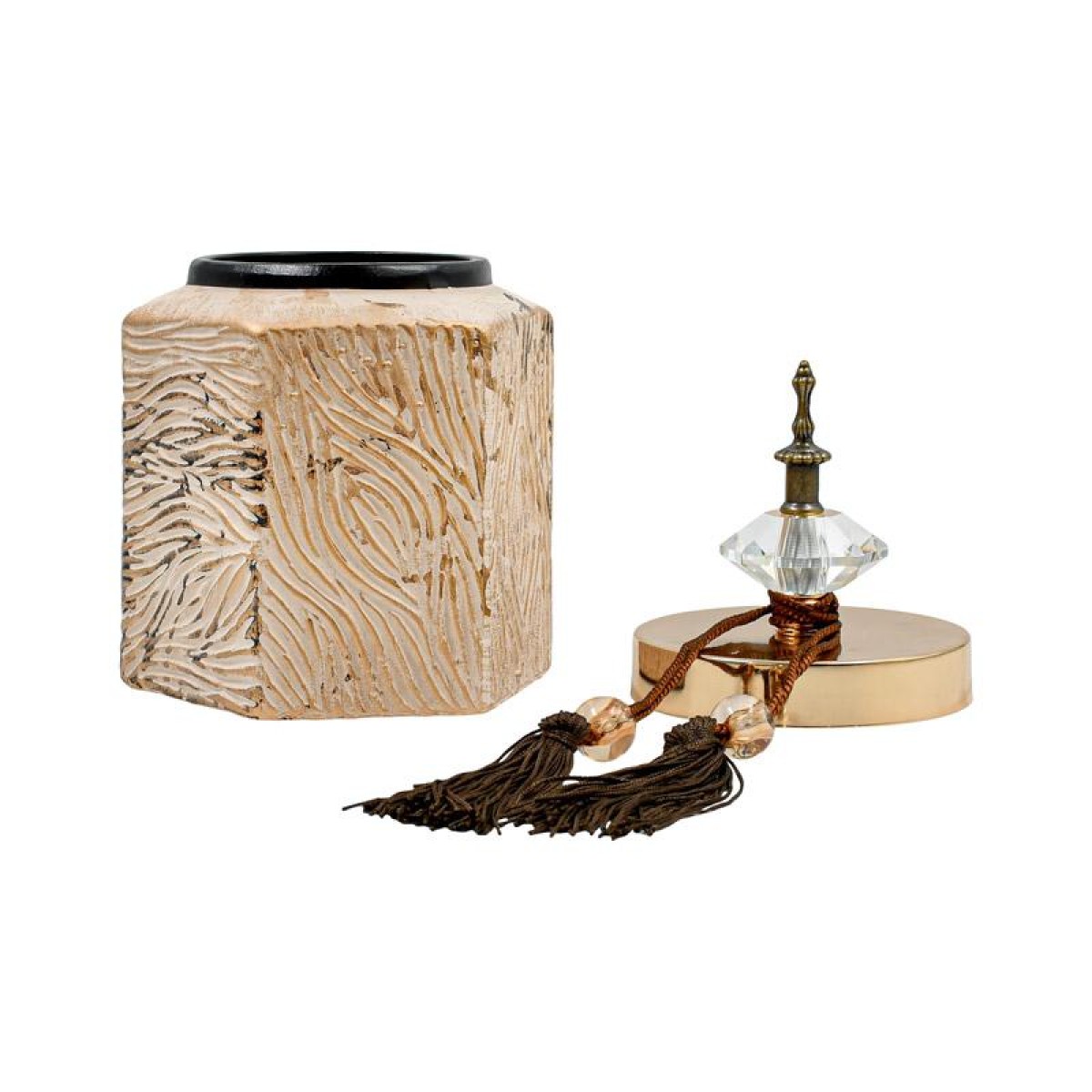 ΚΕΡΑΜΙΚΟ ΒΑΖΟ ΜΕ ΚΑΠΑΚΙ Fylliana FL2409 ΜΠΕΖ-ΧΡΥΣΟ 14x28εκ