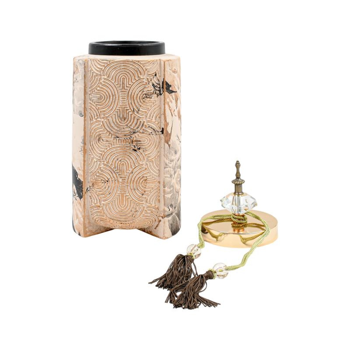 ΚΕΡΑΜΙΚΟ ΒΑΖΟ ΜΕ ΚΑΠΑΚΙ Fylliana FL2409 ΜΠΕΖ-ΧΡΥΣΟ 14x38εκ