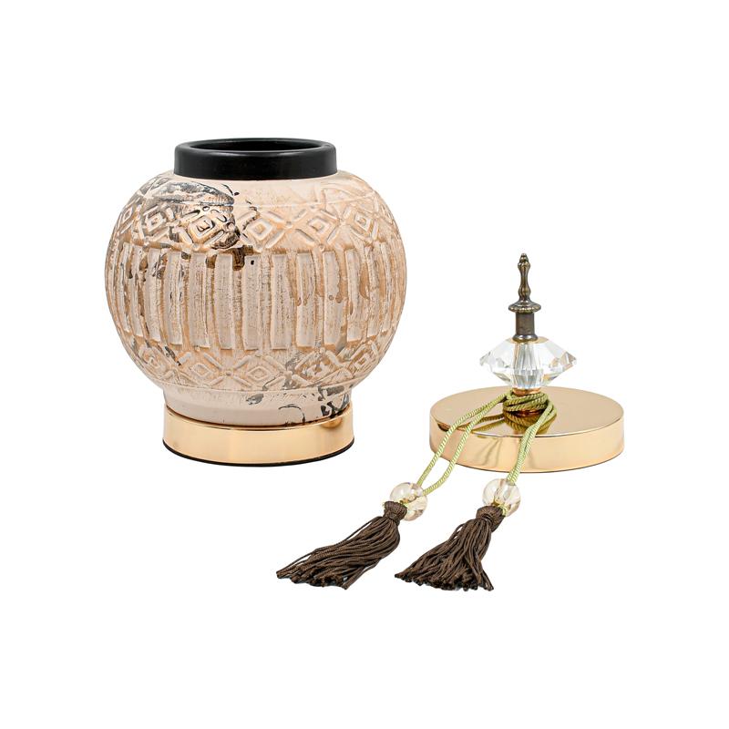 ΚΕΡΑΜΙΚΟ ΒΑΖΟ ΜΕ ΚΑΠΑΚΙ Fylliana FL2409 ΜΠΕΖ-ΧΡΥΣΟ 15x33εκ