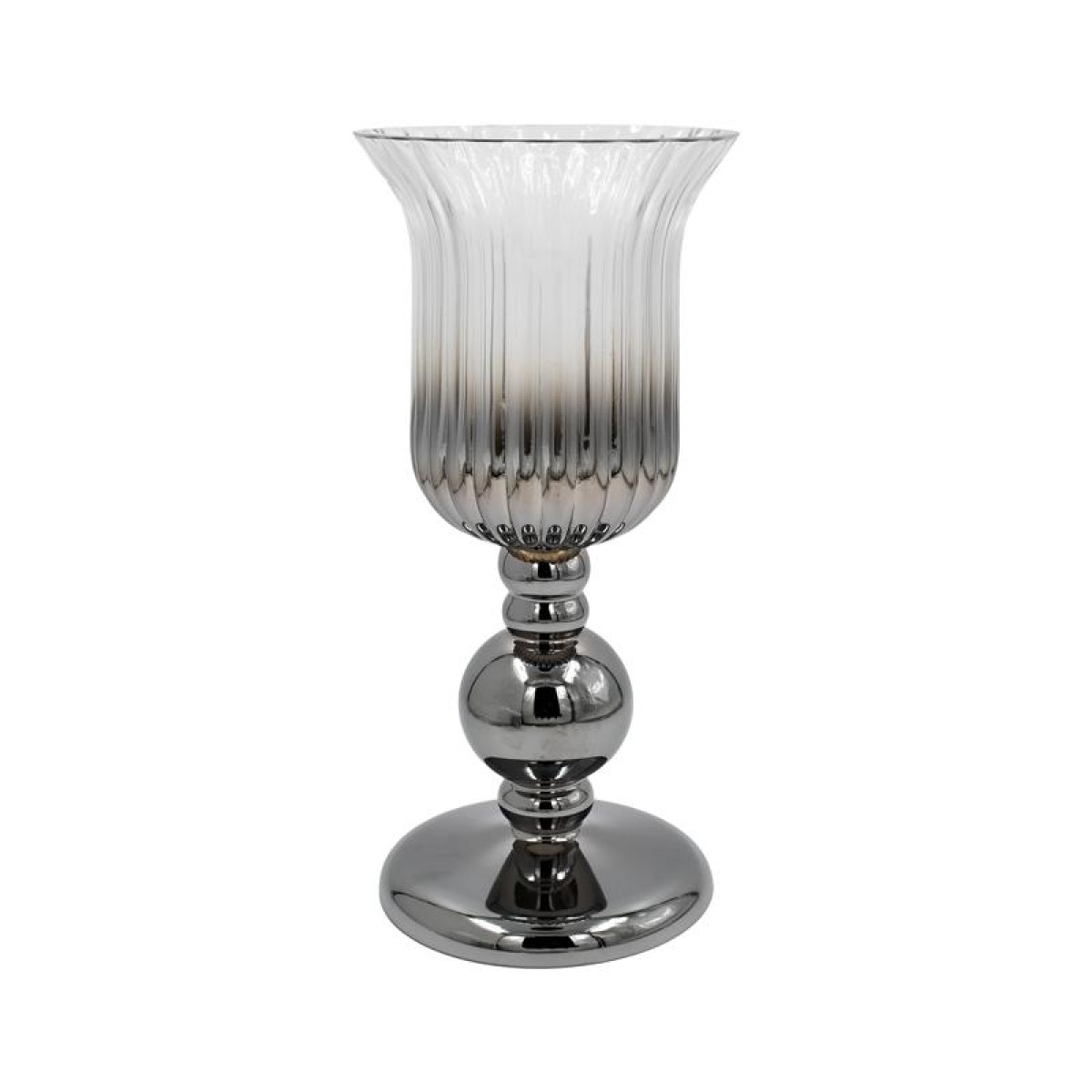 ΓΥΑΛΙΝΟ ΒΑΖΟ Fylliana FL1320 ΑΣΗΜΙ ΧΡΩΜΑ 16x35εκ