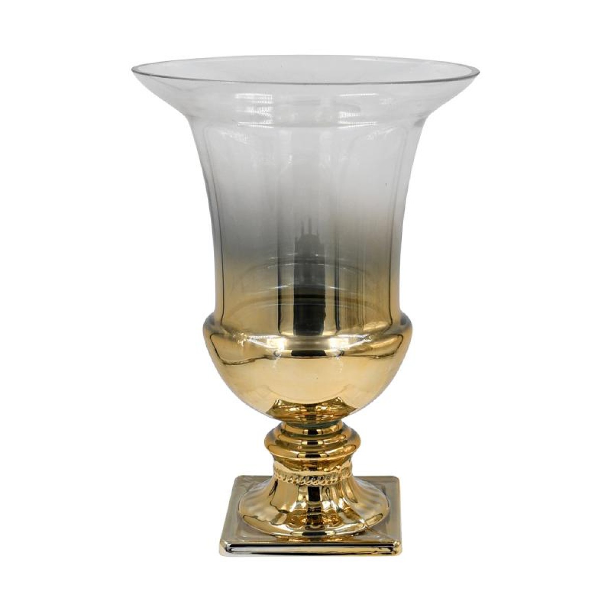 ΓΥΑΛΙΝΟ ΒΑΖΟ Fylliana FL1633 ΧΡΥΣΟ-ΑΣΗΜΙ ΧΡΩΜΑ 20x27εκ