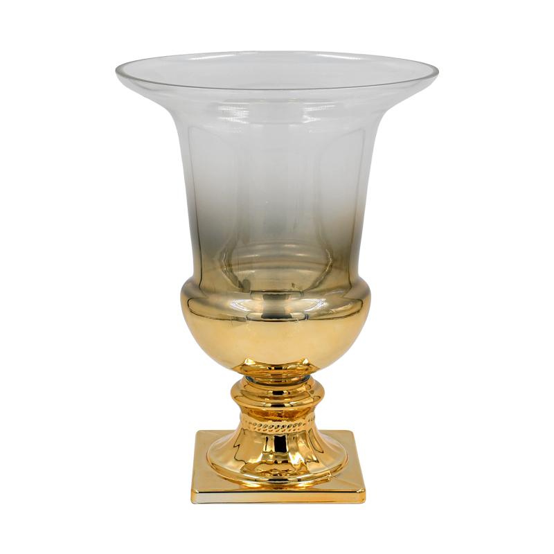 ΓΥΑΛΙΝΟ ΒΑΖΟ Fylliana FL1632 ΧΡΥΣΟ-ΑΣΗΜΙ ΧΡΩΜΑ 22x30εκ