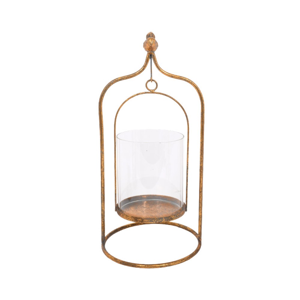 ΜΕΤΑΛΛΙΚΟ ΦΑΝΑΡΙ ΜΕ ΓΥΑΛΙ Fylliana "BIRD" 41*20*13.5εκ sls