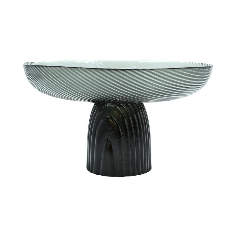 ΓΥΑΛΙΝΗ ΔΙΑΚΟΣΜΗΤΙΚΗ ΠΙΑΤΕΛΑ Fylliana FL1730 ΗΜΙΔΙΑΦΑΝΟ ΓΚΡΙ-ΜΑΥΡΟ ΧΡΩΜΑ 30x17εκ