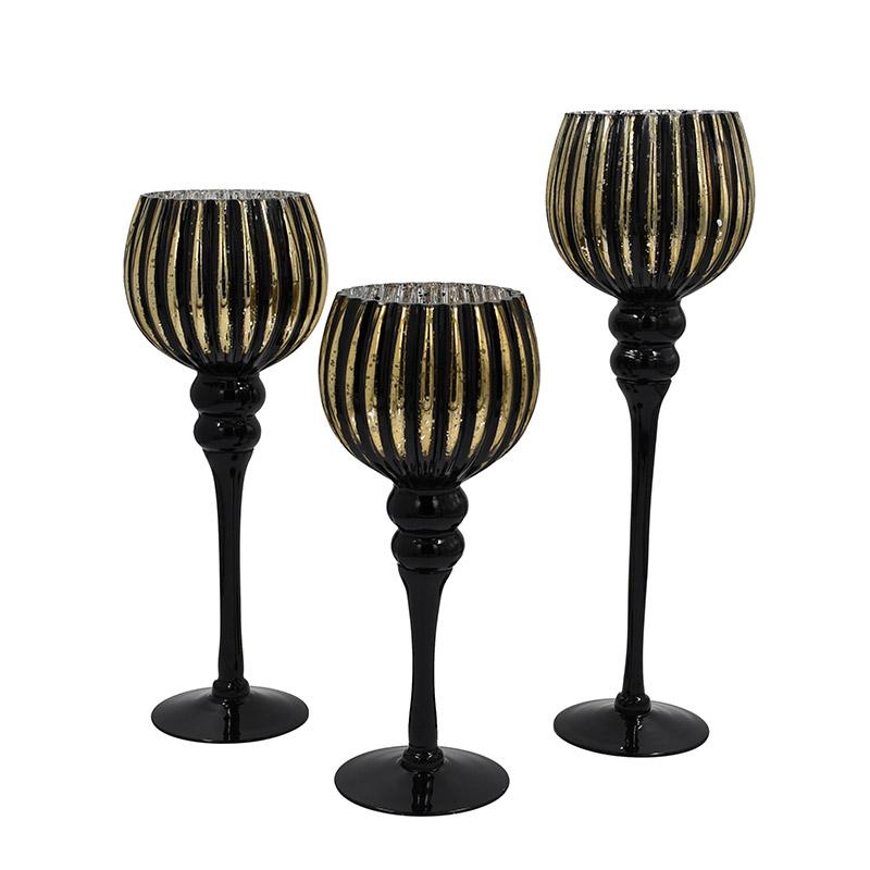 ΣΕΤ 3 ΓΥΑΛΙΝΑ ΚΗΡΟΠΗΓΙΑ Fylliana FL6688 ΜΑΥΡΟ-ΧΡΥΣΟ ΧΡΩΜΑ 30-35-40εκ