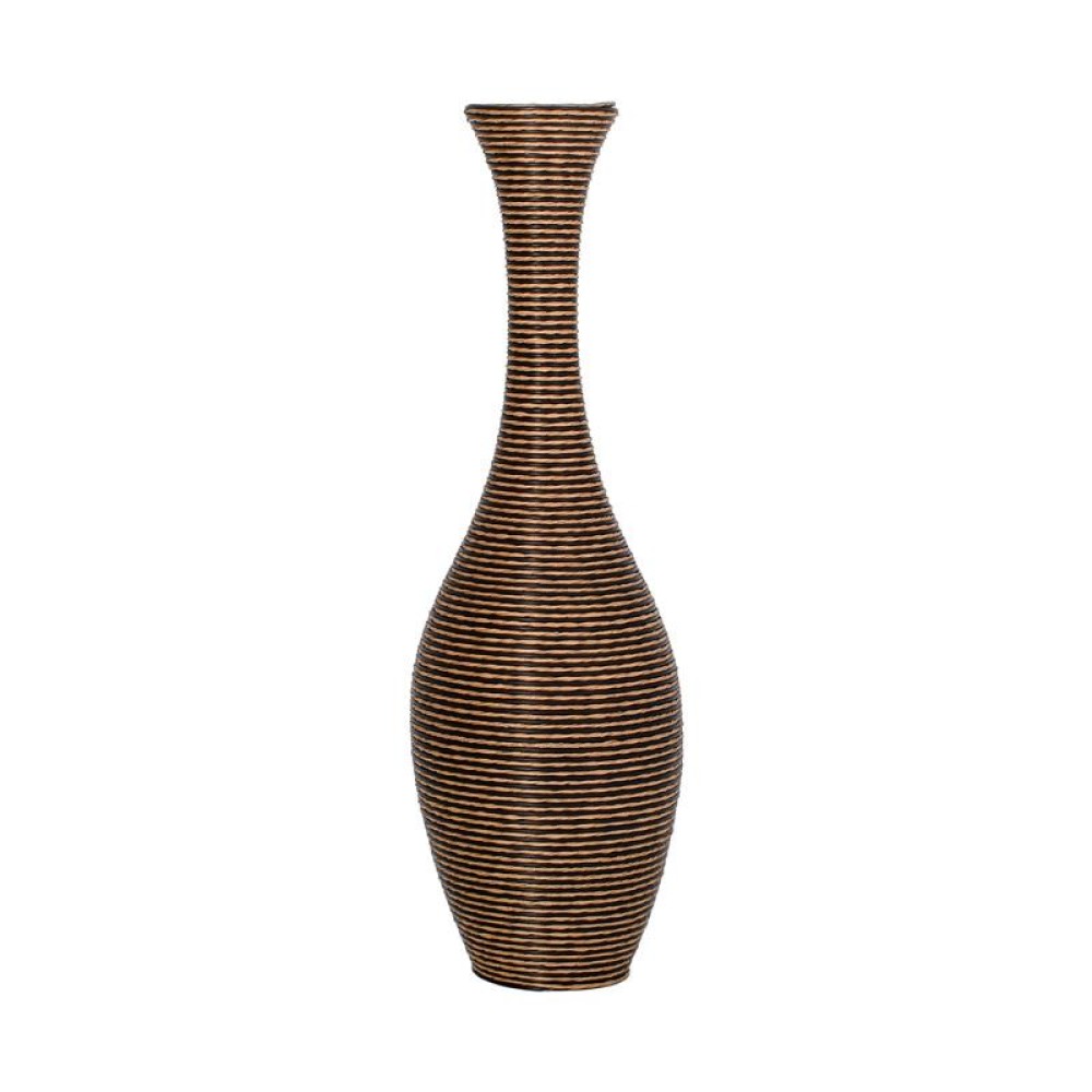ΔΙΑΚΟΣΜΗΤΙΚΟ ΒΑΖΟ Fylliana FL250 PU RATTAN ΜΑΥΡΟ-ΦΥΣΙΚΟ ΧΡΩΜΑ 100εκ
