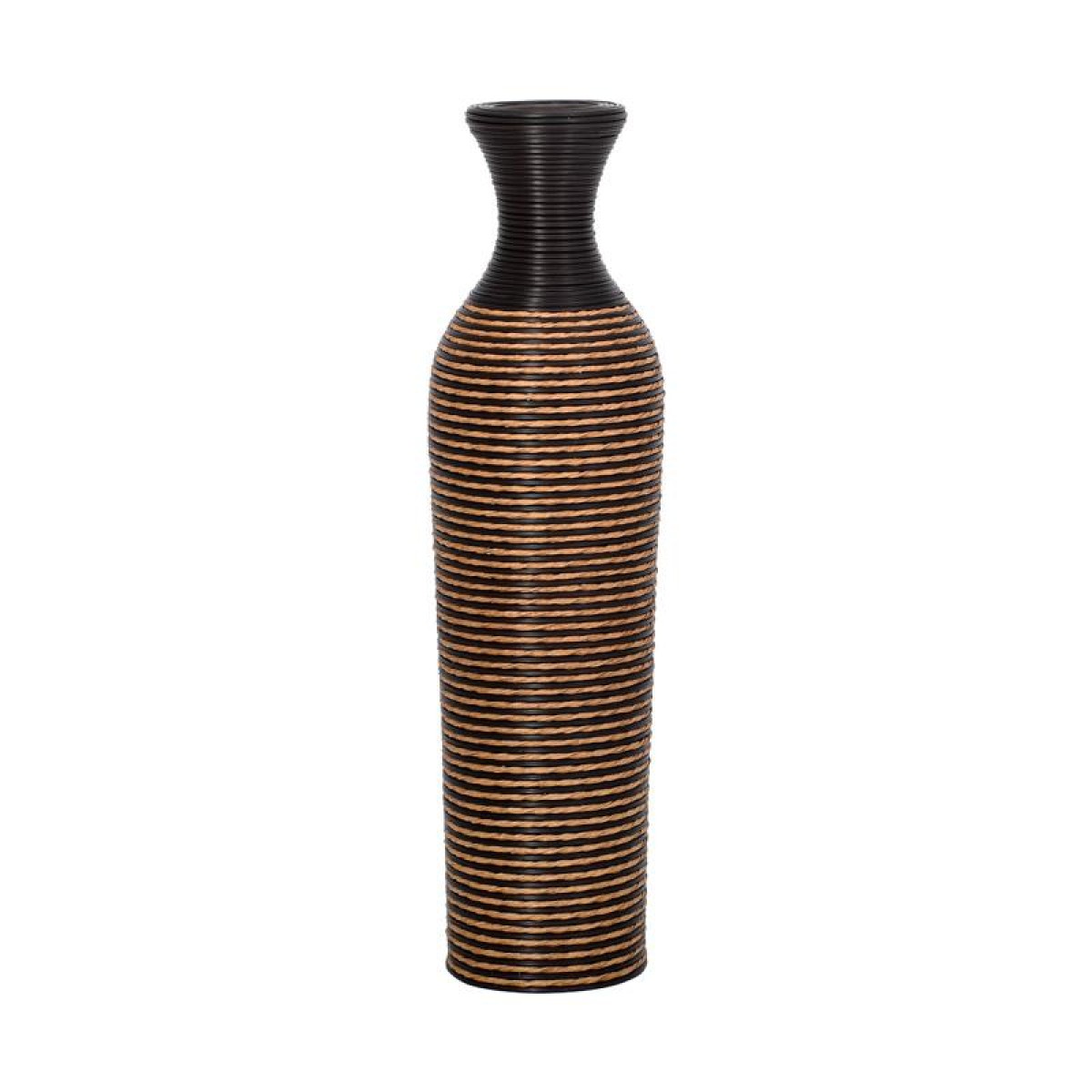 ΔΙΑΚΟΣΜΗΤΙΚΟ ΒΑΖΟ Fylliana FL310 PU RATTAN ΜΑΥΡΟ-ΦΥΣΙΚΟ ΧΡΩΜΑ 70εκ