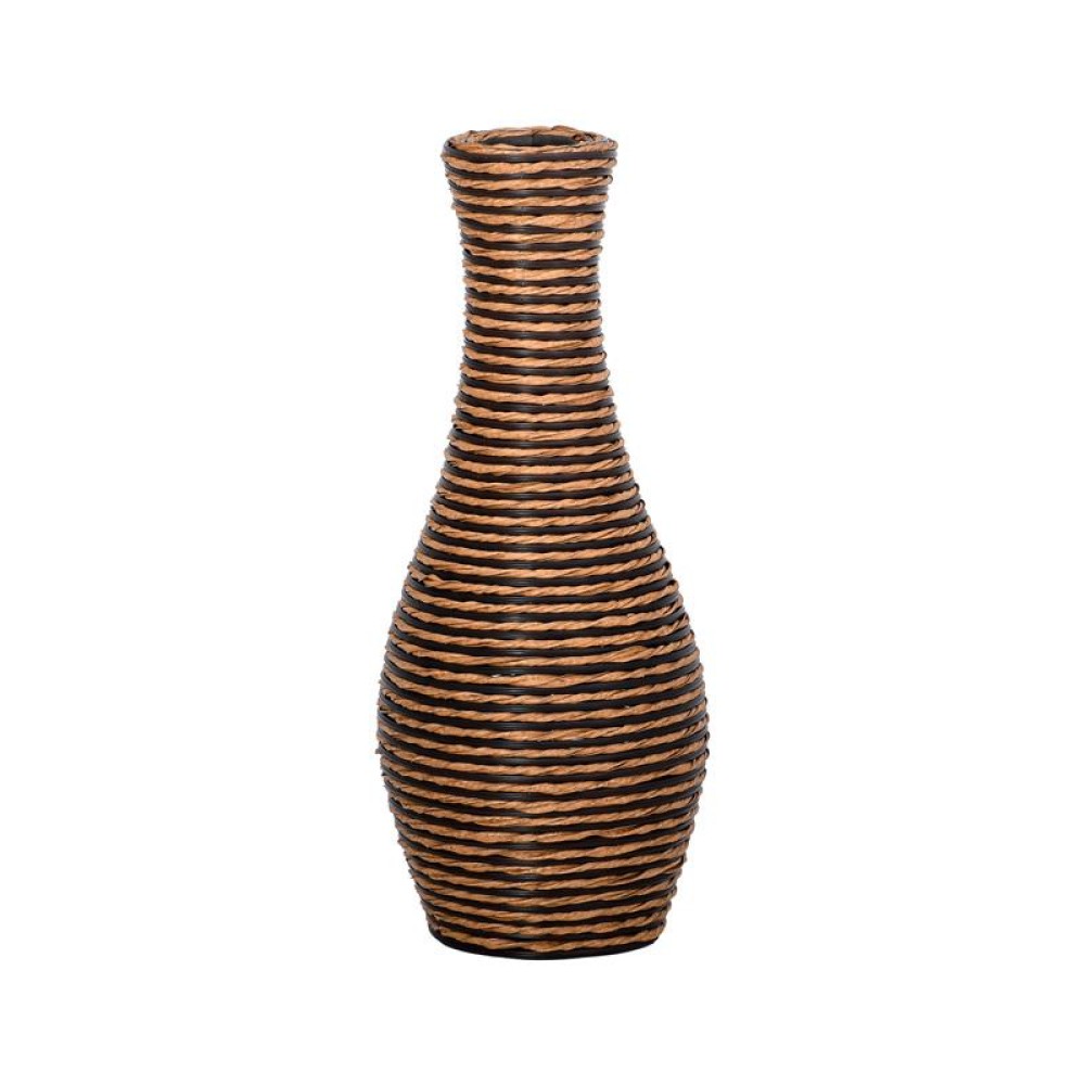 ΔΙΑΚΟΣΜΗΤΙΚΟ ΒΑΖΟ Fylliana FL528 PU RATTAN ΓΚΡΙ ΜΑΥΡΟ-ΦΥΣΙΚΟ ΧΡΩΜΑ 50εκ