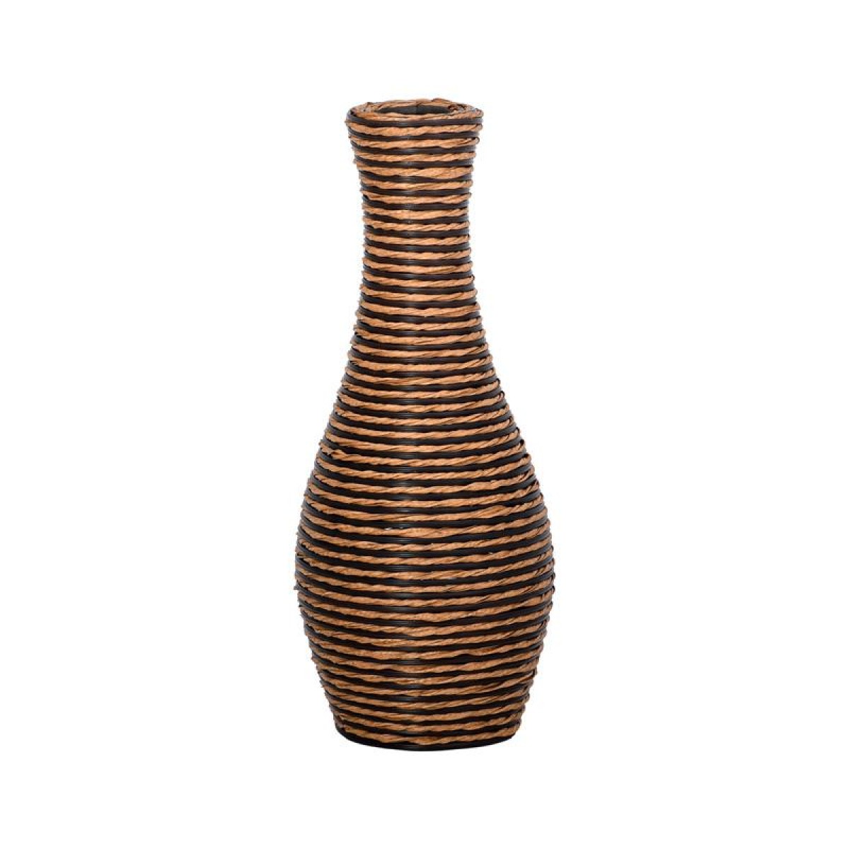 ΔΙΑΚΟΣΜΗΤΙΚΟ ΒΑΖΟ Fylliana FL528 PU RATTAN ΓΚΡΙ ΜΑΥΡΟ-ΦΥΣΙΚΟ ΧΡΩΜΑ 50εκ
