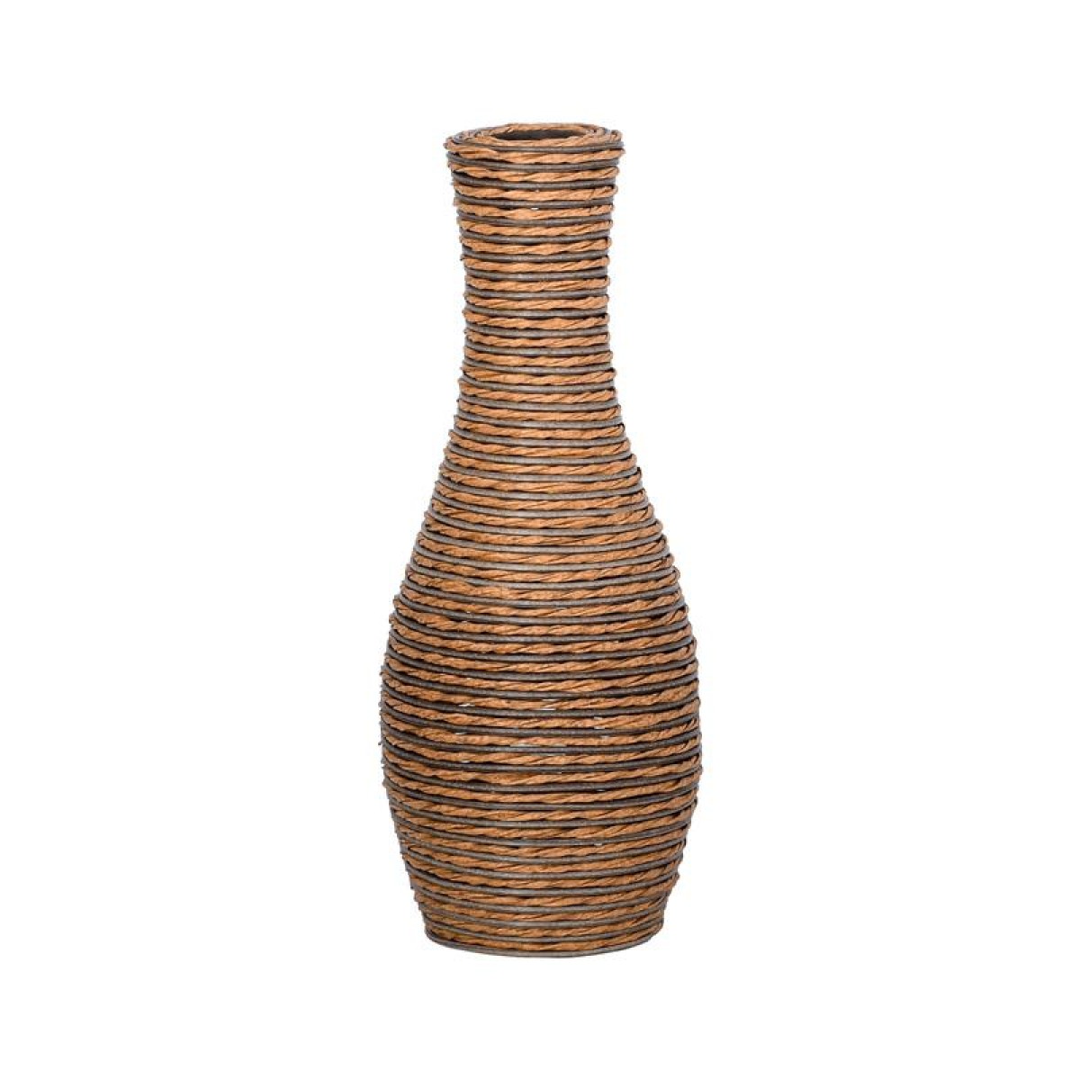 ΔΙΑΚΟΣΜΗΤΙΚΟ ΒΑΖΟ Fylliana FL528 PU RATTAN ΜΑΥΡΟ-ΦΥΣΙΚΟ ΧΡΩΜΑ 50εκ