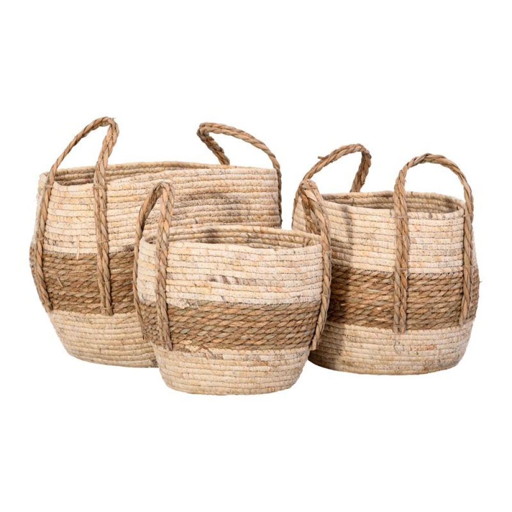 ΣΕΤ 3 ΨΑΘΙΝΑ ΚΑΛΑΘΙΑ Fylliana FL241801 BOHO ΦΥΣΙΚΟ ΧΡΩΜΑ ΦΥΣΙΚΟ-ΛΕΥΚΟ ΧΡΩΜΑ 33x25εκ,28x22εκ,23x18εκ