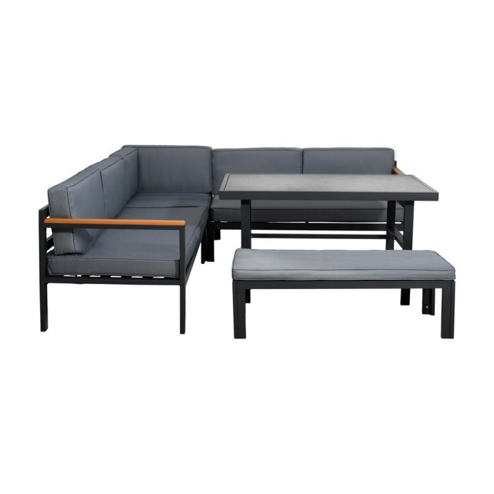 ΓΩΝΙΑΚΟ ΣΕΤ ΚΗΠΟΥ Fylliana Estelle ΓΚΡΙ ΧΡΩΜΑ 213x213x65εκ