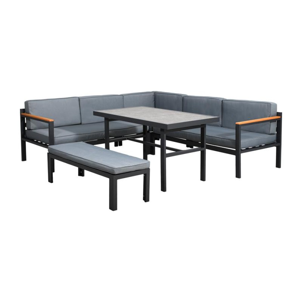 ΓΩΝΙΑΚΟ ΣΕΤ ΚΗΠΟΥ Fylliana Estelle ΓΚΡΙ ΧΡΩΜΑ 213x213x65εκ