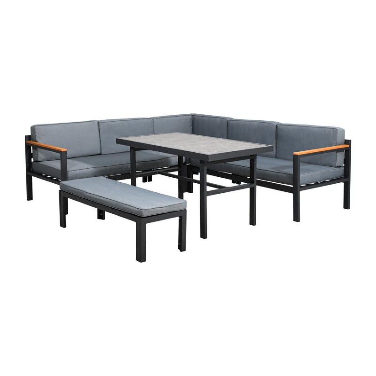ΓΩΝΙΑΚΟ ΣΕΤ ΚΗΠΟΥ Fylliana Estelle ΓΚΡΙ ΧΡΩΜΑ 213x213x65εκ