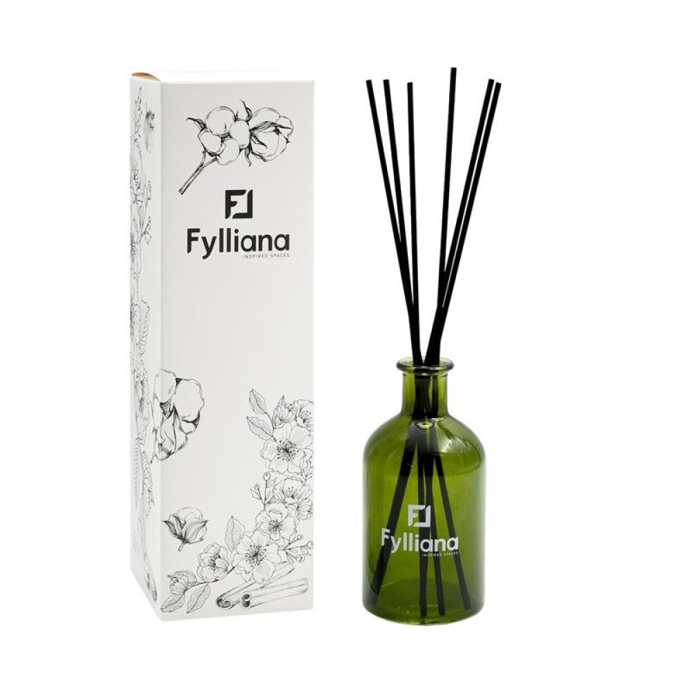 ΑΡΩΜΑΤΙΚΟ ΧΩΡΟΥ ΓΥΑΛΙΝΟ ΜΠΟΥΚΑΛΑΚΙ ΜΕ STICKS Fylliana FL013 "ΣΑΜΠΑΝΙΑ" ΚΑΙ ΣΥΣΚΕΥΑΣΙΑ ΔΩΡΟΥ ΠΡΑΣΙΝΟ ΧΡΩΜΑ 200ml