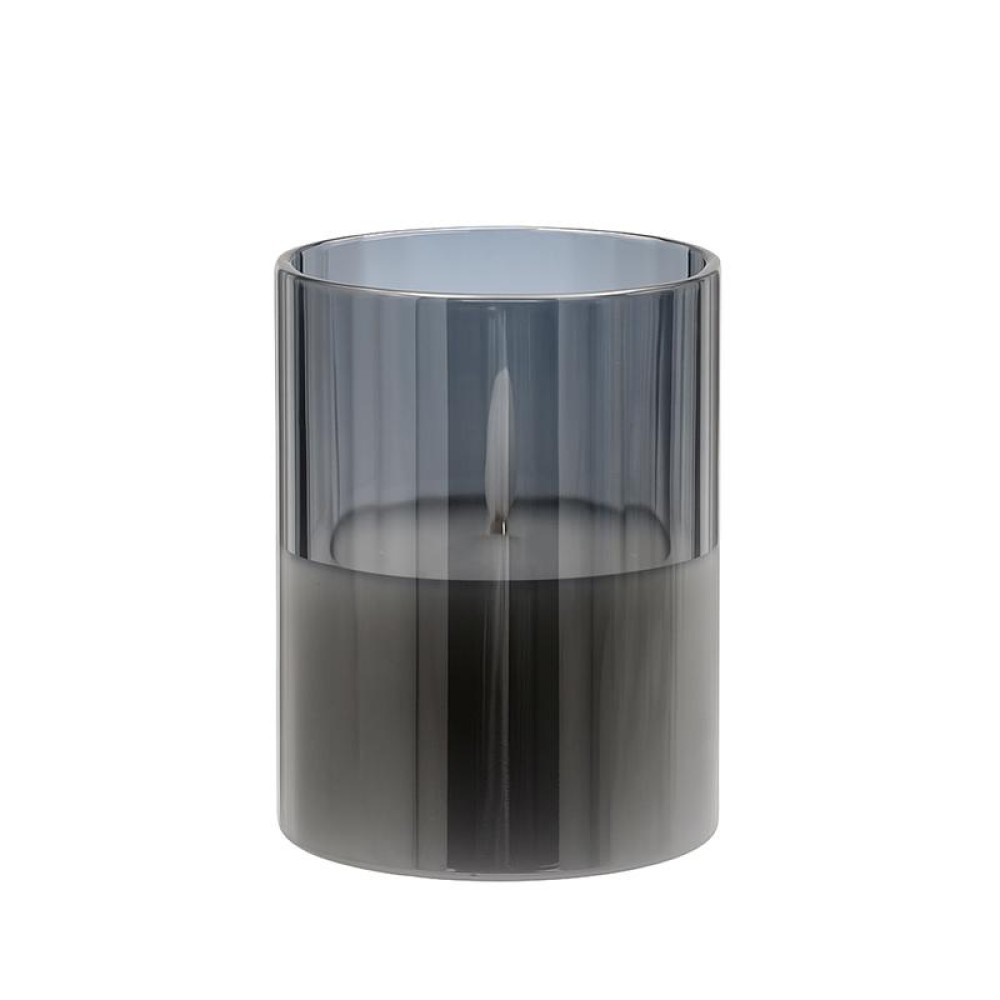 ΔΙΑΚΟΣΜΗΤΙΚΟ LED ΚΕΡΙ ΜΕ ΡΕΑΛΙΣΤΙΚΗ 3D ΦΛΟΓΑ Fylliana FL7510 ΣΕ ΓΥΑΛΙ ΧΡΩΜΑ SMOKY 8x8x10εκ