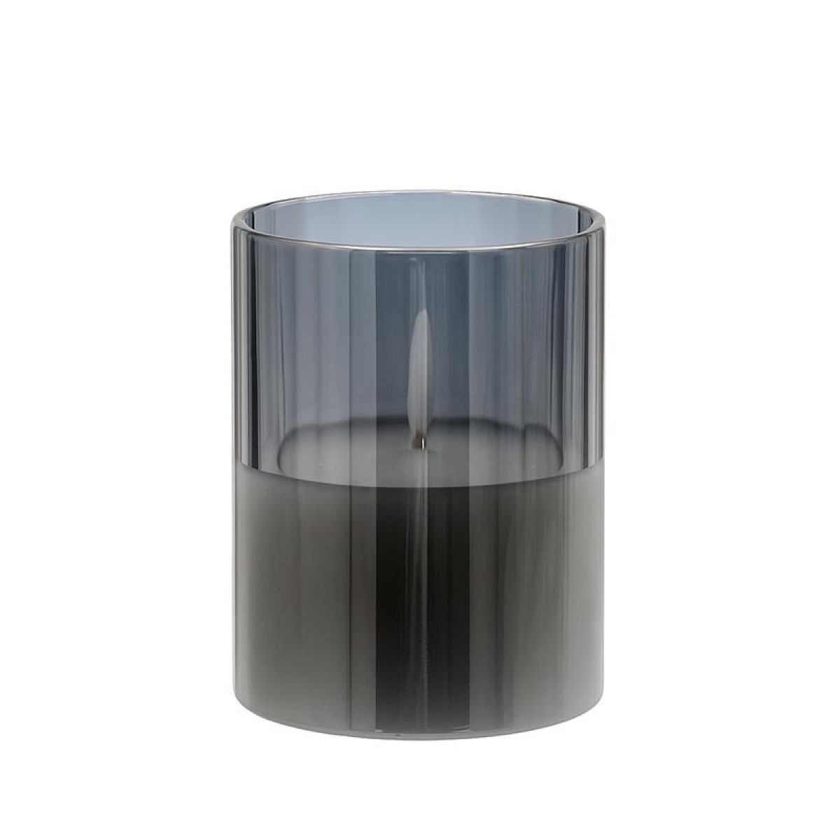 ΔΙΑΚΟΣΜΗΤΙΚΟ LED ΚΕΡΙ ΜΕ ΡΕΑΛΙΣΤΙΚΗ 3D ΦΛΟΓΑ Fylliana FL7510 ΣΕ ΓΥΑΛΙ ΧΡΩΜΑ SMOKY 8x8x10εκ