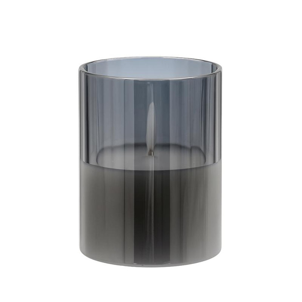 ΔΙΑΚΟΣΜΗΤΙΚΟ LED ΚΕΡΙ ΜΕ ΡΕΑΛΙΣΤΙΚΗ 3D ΦΛΟΓΑ Fylliana FL7513 ΣΕ ΓΥΑΛΙ ΧΡΩΜΑ SMOKY 8x8x13εκ