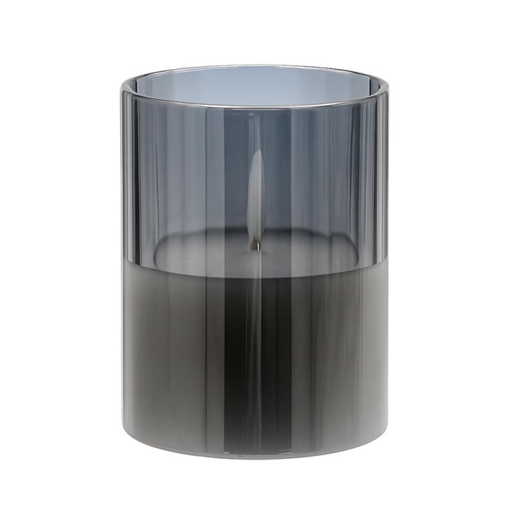 ΔΙΑΚΟΣΜΗΤΙΚΟ LED ΚΕΡΙ ΜΕ ΡΕΑΛΙΣΤΙΚΗ 3D ΦΛΟΓΑ Fylliana FL7515 ΣΕ ΓΥΑΛΙ ΧΡΩΜΑ SMOKY 8x8x15εκ