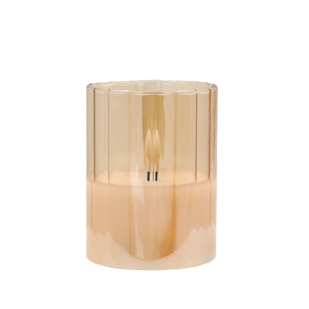 ΔΙΑΚΟΣΜΗΤΙΚΟ LED ΚΕΡΙ ΜΕ ΡΕΑΛΙΣΤΙΚΗ 3D ΦΛΟΓΑ Fylliana FL7510 ΣΕ ΓΥΑΛΙ ΧΡΩΜΑ AMBER 8x8x10εκ