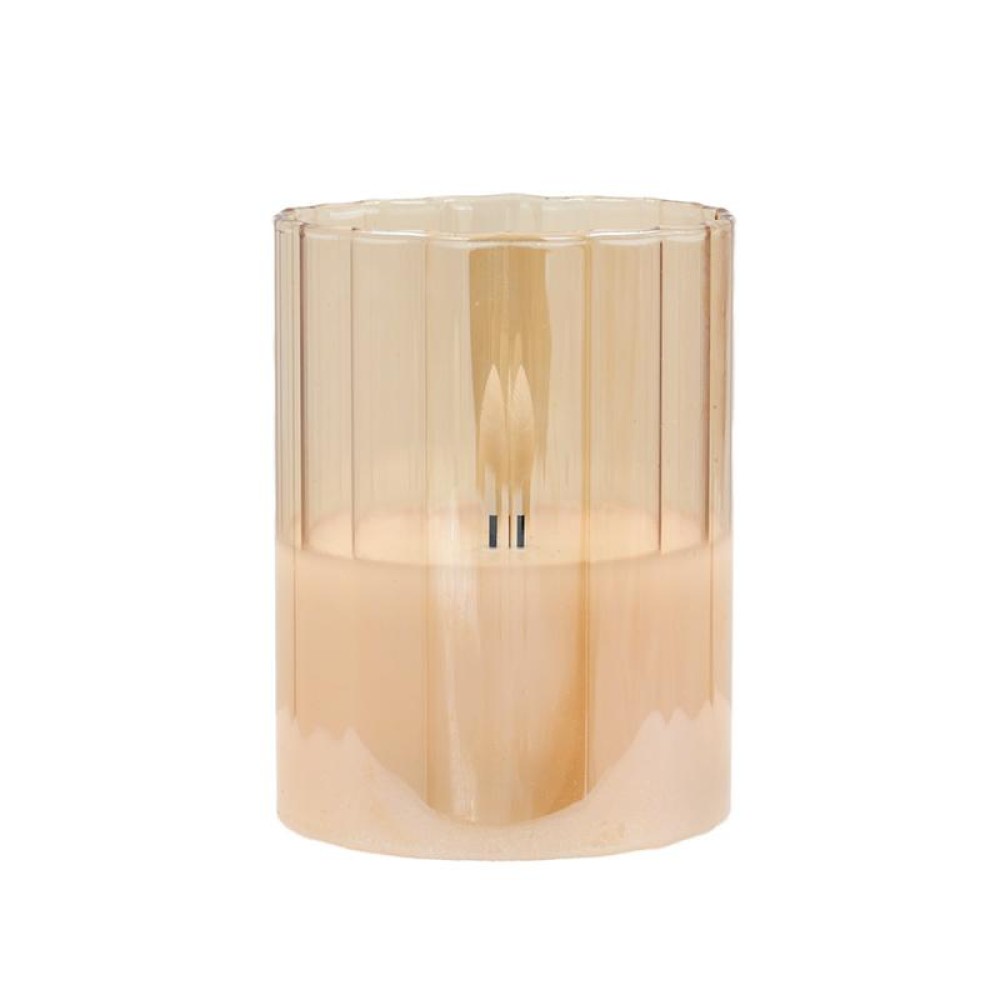 ΔΙΑΚΟΣΜΗΤΙΚΟ LED ΚΕΡΙ ΜΕ ΡΕΑΛΙΣΤΙΚΗ 3D ΦΛΟΓΑ Fylliana FL7513 ΣΕ ΓΥΑΛΙ ΧΡΩΜΑ AMBER 8x8x13εκ