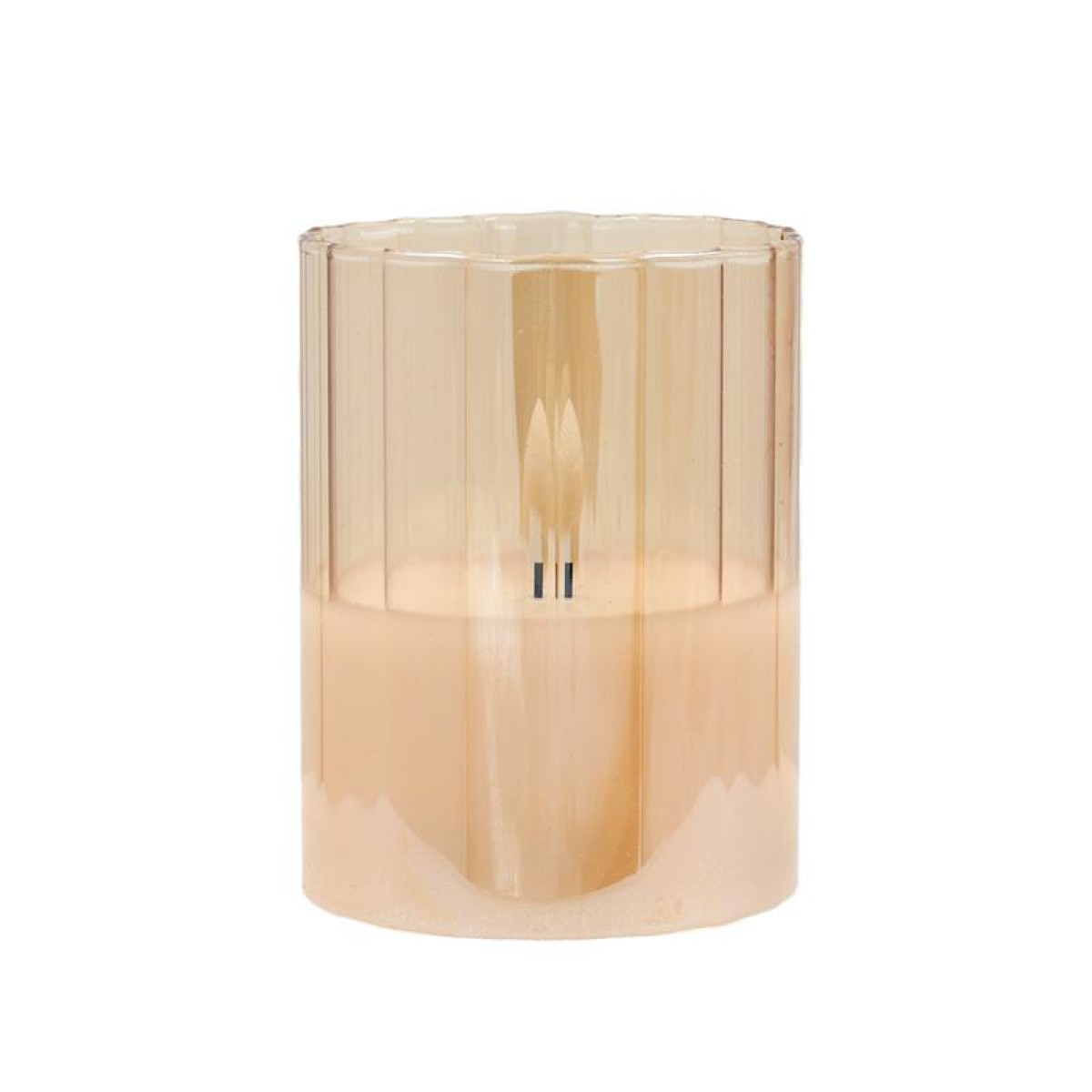 ΔΙΑΚΟΣΜΗΤΙΚΟ LED ΚΕΡΙ ΜΕ ΡΕΑΛΙΣΤΙΚΗ 3D ΦΛΟΓΑ Fylliana FL7513 ΣΕ ΓΥΑΛΙ ΧΡΩΜΑ AMBER 8x8x13εκ