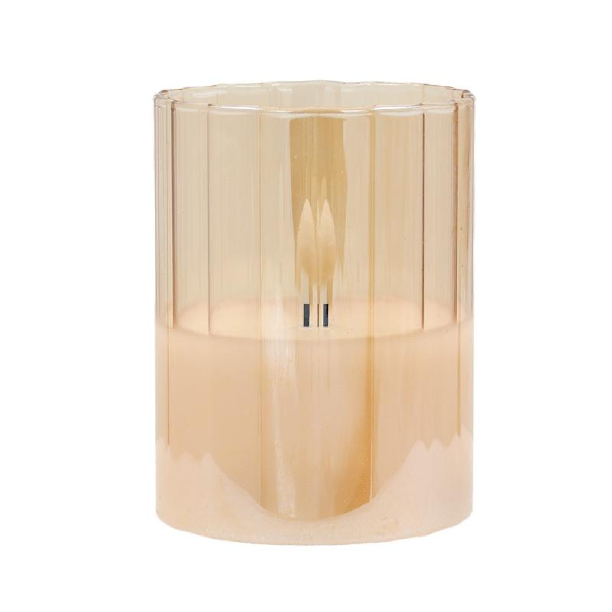 ΔΙΑΚΟΣΜΗΤΙΚΟ LED ΚΕΡΙ ΜΕ ΡΕΑΛΙΣΤΙΚΗ 3D ΦΛΟΓΑ Fylliana FL7515 ΣΕ ΓΥΑΛΙ ΧΡΩΜΑ AMBER 8x8x15εκ