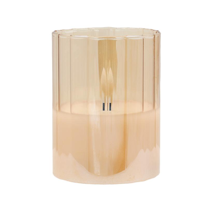 ΔΙΑΚΟΣΜΗΤΙΚΟ LED ΚΕΡΙ ΜΕ ΡΕΑΛΙΣΤΙΚΗ 3D ΦΛΟΓΑ Fylliana FL7515 ΣΕ ΓΥΑΛΙ ΧΡΩΜΑ AMBER 8x8x15εκ