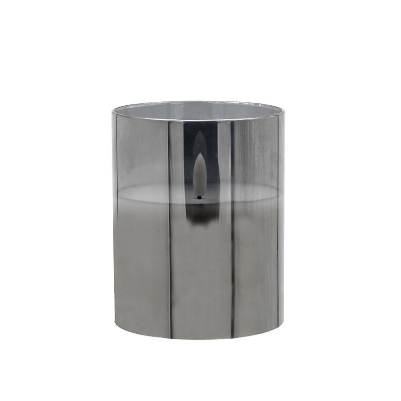 ΔΙΑΚΟΣΜΗΤΙΚΟ LED ΚΕΡΙ ΜΕ ΡΕΑΛΙΣΤΙΚΗ 3D ΦΛΟΓΑ Fylliana FL1013 ΣΕ ΓΥΑΛΙ ΧΡΩΜΑ SMOKY 10x10x13εκ