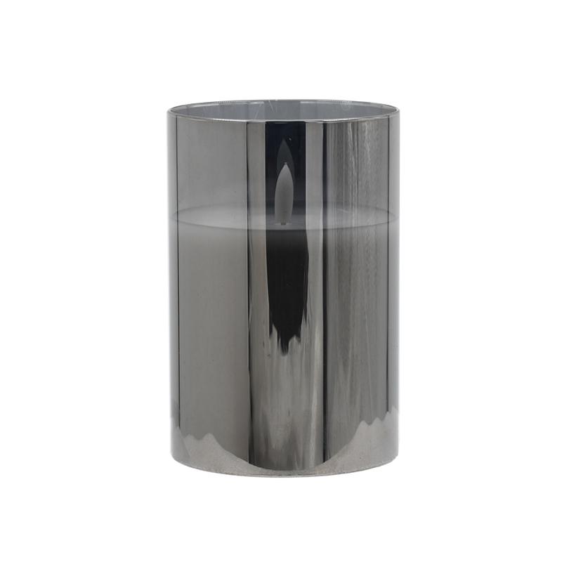 ΔΙΑΚΟΣΜΗΤΙΚΟ LED ΚΕΡΙ ΜΕ ΡΕΑΛΙΣΤΙΚΗ 3D ΦΛΟΓΑ Fylliana FL1015 ΣΕ ΓΥΑΛΙ ΧΡΩΜΑ SMOKY 10x10x15εκ