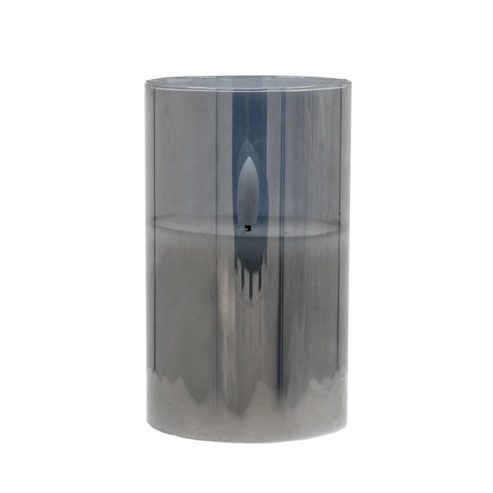 ΔΙΑΚΟΣΜΗΤΙΚΟ LED ΚΕΡΙ ΜΕ ΡΕΑΛΙΣΤΙΚΗ 3D ΦΛΟΓΑ Fylliana FL7513 ΣΕ ΓΥΑΛΙ ΧΡΩΜΑ SMOKY 8x8x13εκ