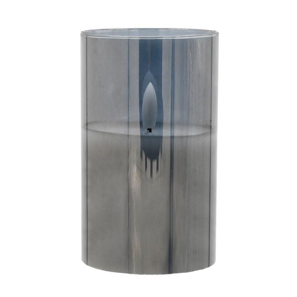 ΔΙΑΚΟΣΜΗΤΙΚΟ LED ΚΕΡΙ ΜΕ ΡΕΑΛΙΣΤΙΚΗ 3D ΦΛΟΓΑ Fylliana FL7515 ΣΕ ΓΥΑΛΙ ΧΡΩΜΑ SMOKY 8x8x15εκ