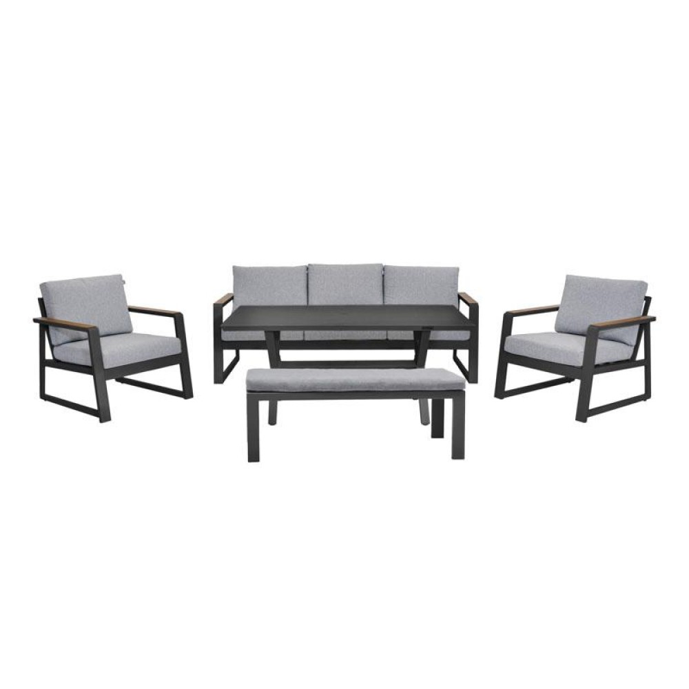 ΣΕΤ ΣΑΛΟΝΙ ΕΞΟΧΗΣ 5 ΤΕΜΑΧΙΩΝ Fylliana "Maya" ΣΚΟΥΡΟ ΓΚΡΙ ΧΡΩΜΑ