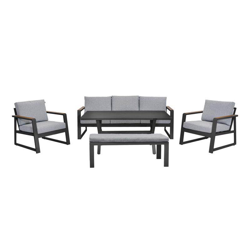 ΣΕΤ ΣΑΛΟΝΙ ΕΞΟΧΗΣ 5 ΤΕΜΑΧΙΩΝ Fylliana "Maya" ΣΚΟΥΡΟ ΓΚΡΙ ΧΡΩΜΑ