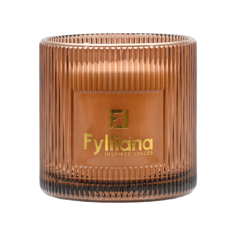 ΑΡΩΜΑΤΙΚΟ ΚΕΡΙ "Sandalwood" Fylliana FL25245 ΣΕ ΓΥΑΛΙΝΟ ΒΑΖΑΚΙ 400gr ΚΑΙ ΣΥΣΚΕΥΑΣΙΑ ΔΩΡΟΥ