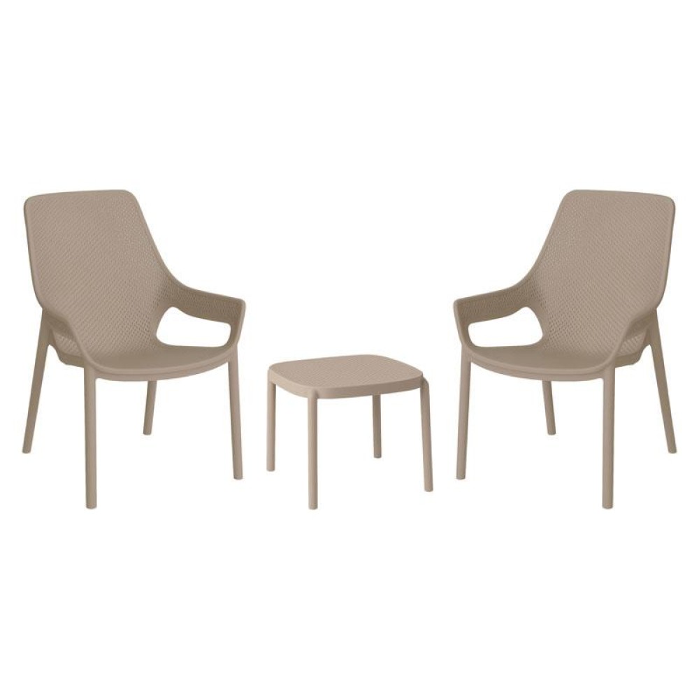 ΣΕΤ 2 ΚΑΡΕΚΛΕΣ ΚΗΠΟΥ ΚΑΙ ΤΡΑΠΕΖΑΚΙ Fylliana “Selavia” ΜΕ UV ΠΡΟΣΤΑΣΙΑ TAUPE ΧΡΩΜΑ