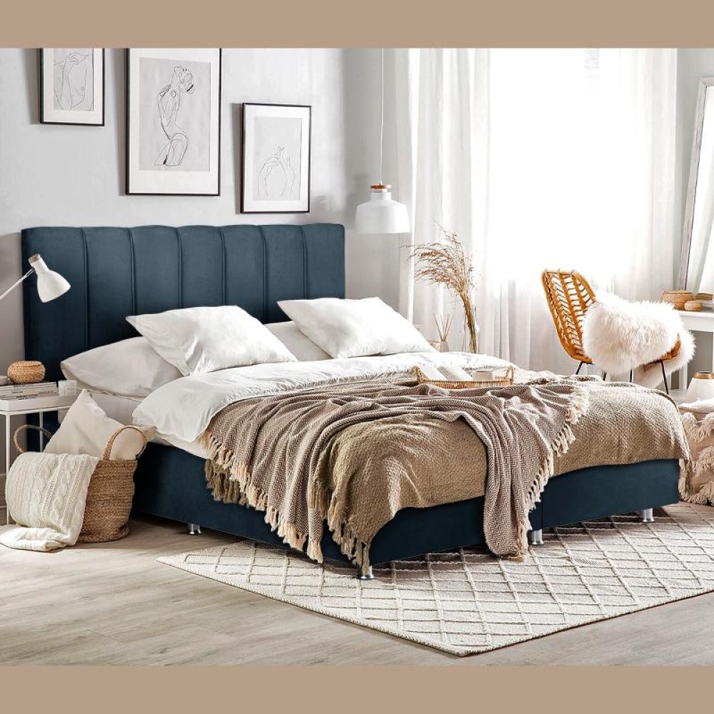 ΚΡΕΒΑΤΙ Elina BLUE RAF ΜΕ ΑΠΟΘΗΚΕΥΤΙΚΟ ΧΩΡΟ 208x162x130εκ ΓΙΑ ΣΤΡΩΜΑ 160x200εκ