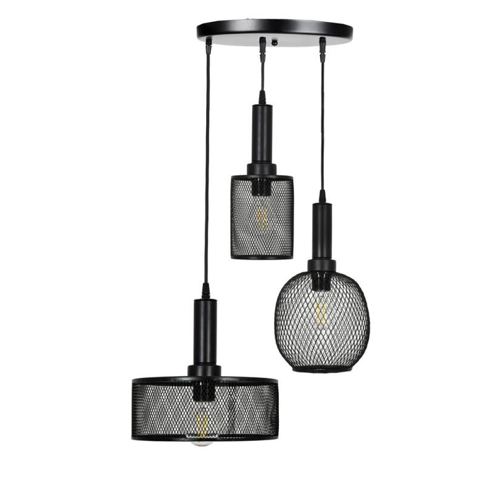 ΤΡΙΦΩΤΟ ΜΕΤΑΛΛΙΚΟ ΦΩΤΙΣΤΙΚΟ ΟΡΟΦΗΣ Fylliana ΜΕ ΚΑΠΕΛΟ ΠΛΕΓΜΑ ΜΑΥΡΟ ΧΡΩΜΑ Ε27