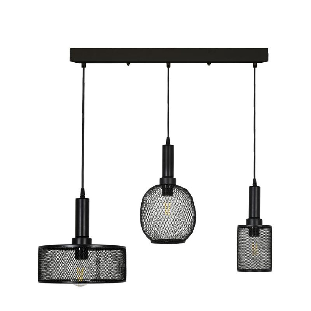 ΤΡΙΦΩΤΟ ΜΕΤΑΛΛΙΚΟ ΦΩΤΙΣΤΙΚΟ ΟΡΟΦΗΣ ΣΕ ΡΑΓΑ Fylliana ΜΕ ΚΑΠΕΛΟ ΠΛΕΓΜΑ ΜΑΥΡΟ ΧΡΩΜΑ Ε27