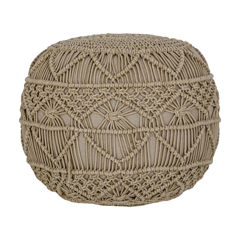 ΔΙΑΚΟΣΜΗΤΙΚΟ ΠΟΥΦ ΜΑΚΡΑΜΕ Fylliana ΜΠΕΖ ΧΡΩΜΑ 45x45x40εκ