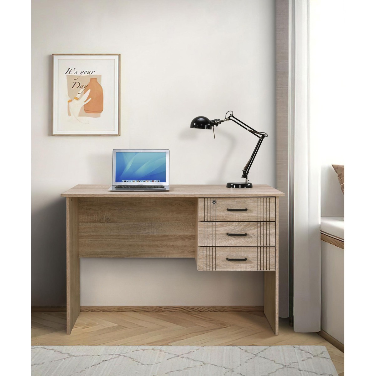 ΓΡΑΦΕΙΟ ΜΕ 3 ΣΥΡΤΑΡΙΑ Fylliana Board SONOMA ΧΡΩΜΑ 115x60x75εκ