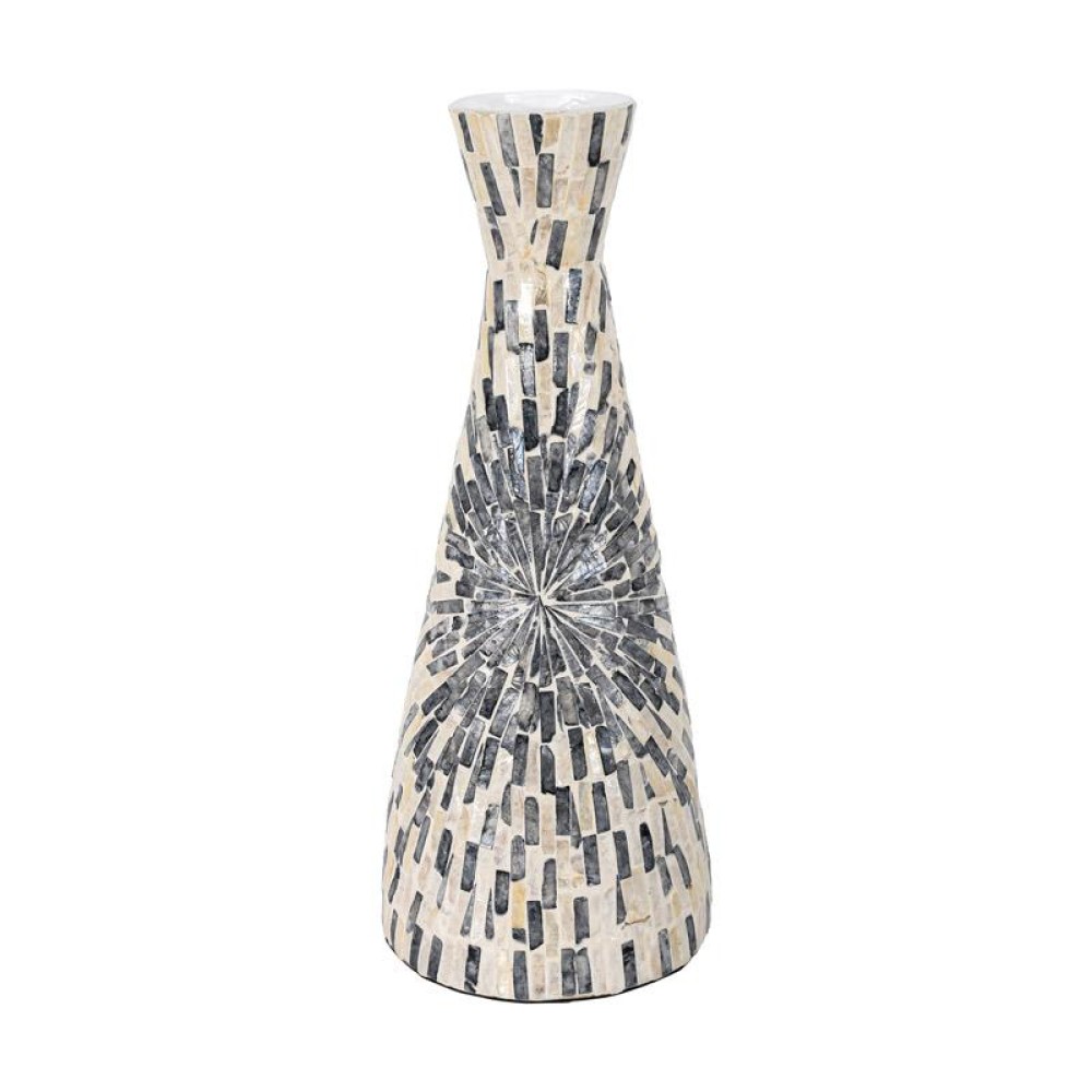 ΕΠΙΤΡΑΠΕΖΙΟ ΒΑΖΟ ΑΠΟ BAMBOO-ΚΟΧΥΛΙ Fylliana FL03 ΓΚΡΙ-ΛΕΥΚΟ ΧΡΩΜΑ 20x50εκ