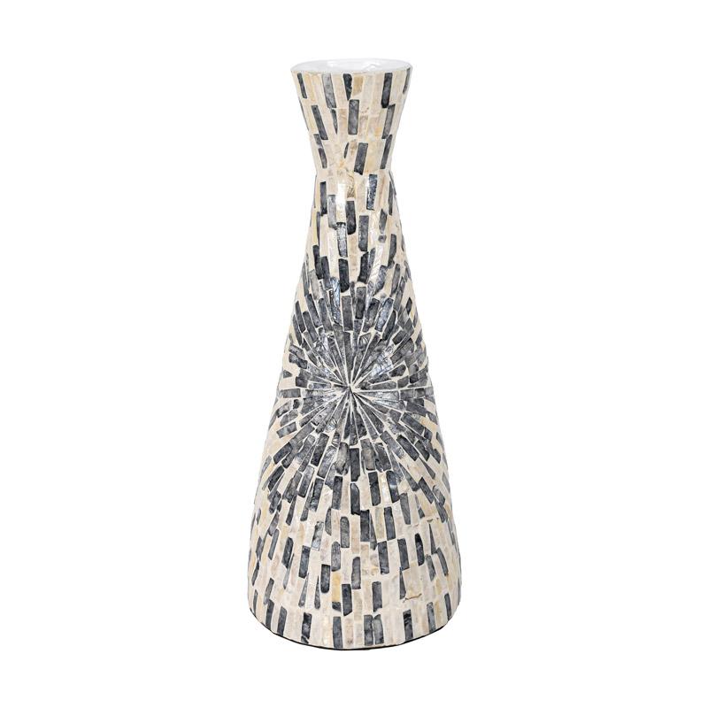 ΕΠΙΤΡΑΠΕΖΙΟ ΒΑΖΟ ΑΠΟ BAMBOO-ΚΟΧΥΛΙ Fylliana FL03 ΓΚΡΙ-ΛΕΥΚΟ ΧΡΩΜΑ 20x50εκ